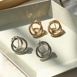 Stud Earrings 2023 Fashion Jewellery Punk Gold/Sliver Colour Geometric Round Circle Size Gifts For Women