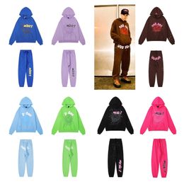 Designer Men's Women's Tracksuits Young Thug Cobwebs Couple Printing Hoodie Sweatshirt Set S-XL 18 Colours