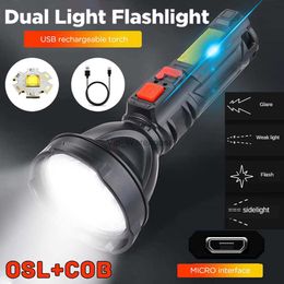 Torches Rechargeable Flashlight COB Work Light Long-Range Flashlight Multi-function USB charging Outdoor Camping Flash Light HKD230902