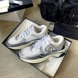2023 new sneaker designer Fabric Suede Calfskin Laminated trainer sneaker White Gold Silver trainers popular sneaker luxury store lace upshoe trainer