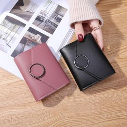Wallets Wholesale Women Wallet Three Fold 0 Letter Lady Student Purse Cute Fashion Bank Card Bus Gifts