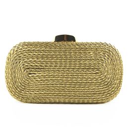 Evening Bags High Quality Brand Clutch Bag Women'S Gold Ladies Shoulder Crossbody Straw Female Handbag Purse Sac A Main 230901