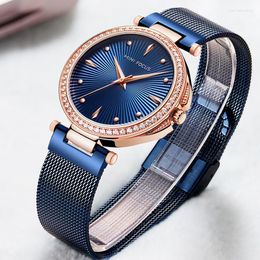 Wristwatches Minifocus Watch Women Luxury Fashion Quartz Diamond Lady Wrist Elegant Rhinestone Watches For Relogio Feminino 2023