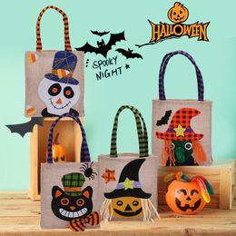 Halloween decorations Creative cartoon pumpkin witch gift bag Children's party dress up linen candy bag