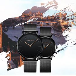 Wristwatches Watch Fashion Lovers Women Men Quartz Wristwatch Black Casual Mesh Strap Ultra Thin Watches