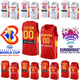 Print Basketball Spain 2023 World Cup 41 Juancho Hernangomez Jerseys National Team 24 JUAN NUNEZ 12 SANTIAGO ALDAMA 23 SERGIO LLULL 10 VICTOR CLAVER 14 Willy Geuer