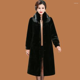 Women's Fur Middle-aged And Elderly Women Faux Coats Mid-length Mother Milk Plush Jacket Large Size Thick Winter Jackets XF754