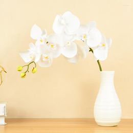 Decorative Flowers Artificial Butterfly Orchid PU Real Touch White Moth Orchids Fake Flower For Home Vase Table Wedding Festival Decoration