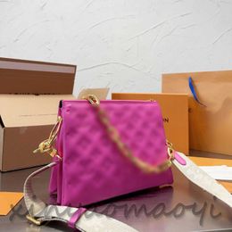 L Rose pink Hug bag, leather bag, multi-layer organ bag, Colour matching is complete, women's shoulder bag, handbag, thick chain bag, high quality designer bag, size: 26*21cm