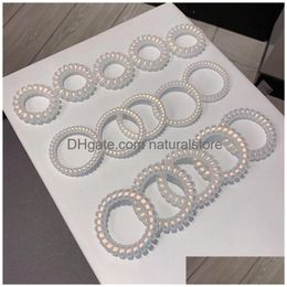 Pony Tails Holder Small Middle Large Frosted Hair Rubber Band Fashion Jewellery Elastic Rope Transparent Telephone Line Ring 100Pcs/Lot Dhwcx