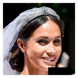 Hair Jewellery Luxury Austrian Rhinestones Meghan Princess Crown Crystal Bridal Tiaras Diadem For Women Accessories 220804 Drop Deliver Dhszu