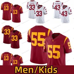 USC Trojan 13 Caleb Williams Football Jersey 33 Marcus Allen JuJu Smith-Schuster Troy Polamalu Reggie Bush OJ Simpson White Red Mens Jerseys