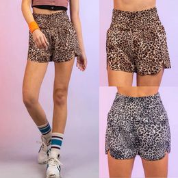 Women's Shorts Athletic Leopard Print High Waisted Running Pocket Sporty Gym Elastic