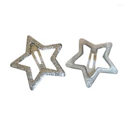 Hair Clips 2Piece Star Snap Clip Non-slip Metal Barrettes Accessory For Women Girls Fashion Hairpin Kids