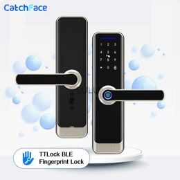 Door Locks Electronic Smart Door Lock With TTLock Bluetooth App Security Biometric Fingerprint NFC RFID Card Password Lock With Door bell HKD230902