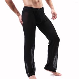 Men's Sleepwear Mesh See Through Pyjama Breathable Long Pants Sleep Lounge Nightwear Homewear Bottoms