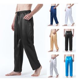 Men's Sleepwear Men Loose Satin Silk Pyjamas Trousers Nightgown Pyjamas Long Pants Homewear Sleep Bottoms