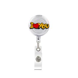 Key Rings Cute Retractable Badge Holder Reel - Clip-On Name Tag With Belt Clip Id Reels Card For Office Workers Kiss Doctors Nurses Me Othrd