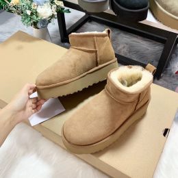 Tasman Slippers Tazz Chestnut Fur Slides Sheepskin Shearling Classic Platform Boot Winter ugglies mustard seed boots Women Men australia Slip-on Shoes Suede