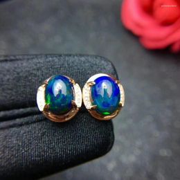 Stud Earrings Natural And Real Black Opal Earring Nature 925 Sterling Silver Fine Jewelry