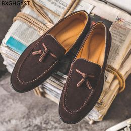 Dress Shoes Brown Slip On Men Formal For Office 2023 Black Mens Leather Italian Loafers Chaussure Homme Zapatos