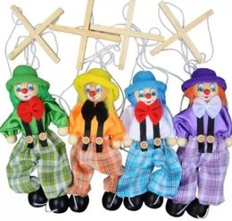 DHL 7 Style 25cm Funny Party Favour Vintage Colourful Pull String Puppet Clown Wooden Marionette Handcraft Joint Activity Doll Kids Children Gifts Wholesale 0901