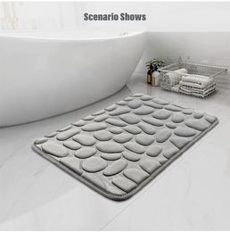 YUEXUAN Memory Foam Bath Mats Cobblestone Bathroom Rugs Water Absorbent Bath Mats for Bathroom Non Slip Soft Stone Machine Washable Bath Rugs 10 Colors, 50CMx80CM