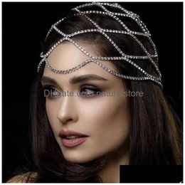 Hair Jewellery Stonefans Hollow Rhinestones Head Chain Mesh Piece Bridal Crystal Band Cap Hat Accessories 220804 Drop Delivery Hairjewe Dheyx