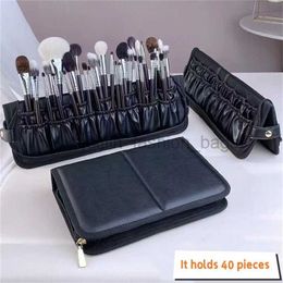 Totes PU Leather Women's Folding Makeup Brush makeup bag Organizer Travel Cosmetics Box Beauty Tools Washing Accessories caitlin_fashion_ bags