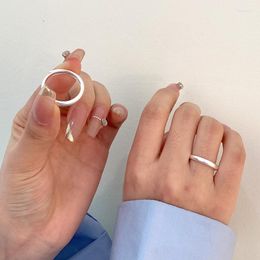 Cluster Rings Minimalist Real 999 Sterling Silver Frosted For Women Fine Jewellery Simple Woman's Adjustable Ring S999 Accessories