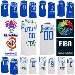 Print Italia Basketball Jerseys Italy 2023 World Cup 54 ALESSANDRO PAJOLA 70 LUIGI DATOME 40 LUCA SEVERINI 1 Nico MANNION 18 MATTEO SPAGNOLO 30 Guglielmo CARUSO