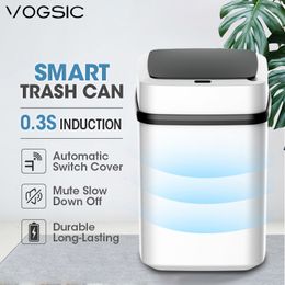 Waste Bins VOGSIC Smart Induction Trash Can With Cover Garbage Bin Electric Sorting Recycle For Living Room Bathroom 13L15L 230901