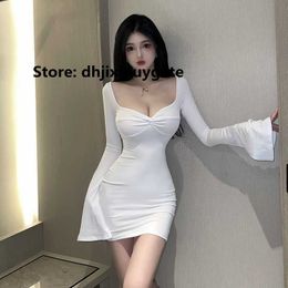 Autumn Lust Girl Sexy Neck Open Chest Flare Fit Wrap Dress Women