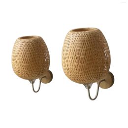 Rustic Bamboo Wall Sconce rattan pendant light Fixture for Indoor Living Room and Porch