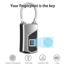 Door Locks Zinc Alloy Intelligent Padlock Fingerprint Lock USB Charging Waterproof And Dustproof Backpack Lock Indoor Door Lock Smart Life HKD230902