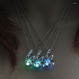 Pendant Necklaces Charm Glowing Mermaid Alloy Necklace Luminous Halloween Jewellery Choker 3 Colours Gift For Women Fashion Chain