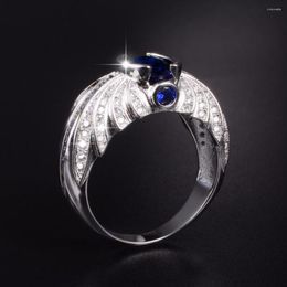 Cluster Rings Size 8 9 10 11 12 13 Men's Luxury Angel Wing Ri 925 Streling Silver Blue Sapphire Engagement Wedding Band Ring Jewellery Boy