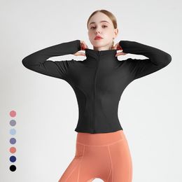 Active Shirts Fast Dry Long Sleeve Bicycle Shirt Slim Sunscreen Yoga Suit Solid Color Zipper Fitness Top Outer Wear Elastic Running Jacket