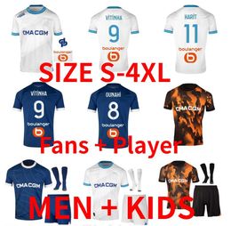 23 24 Marseilles OUNAHI CLAUSS soccer jerseys AUBAMEYANG VERETOUT NDIAYE VITINHA 2023 2024 Under GUENDOUZI GIGOT football shirts men kids kit Fans Player version