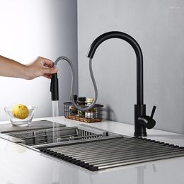 Kitchen Faucets Matte Black Bagnolux Faucet Modern Polished Round Spray Hole Brass Single Rod Rotatable El