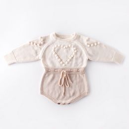 Winter Warm Baby Girls Boys Clothes Knit Romper Sweater Toddler Long Sleeve Solid Knitwear Jumpsuit with Crown for Kid Fall Outfit 2541