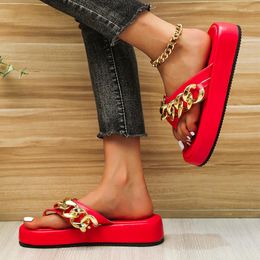 Slippers Brand Ladies Summer Fashion Chain Flip Flop Sandals Shoes Flat Casual