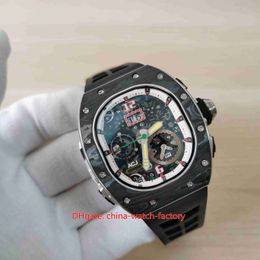 SUPER Factory Mens Watch Top Quality Watches 42mm x 50mm RM62 01 Tourbillon Vibrating Alarm Carbon Fiber NTPT Watches Mechanical Automatic Men's Wristwatches 9F74