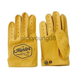 Five Fingers Gloves Men s Motorcycle Rider Outdoor Mountaineering Summer Vintage Leather Gloves Autumn Winter Plush Gym Guantes 220812 x0902