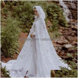 Hair Jewelry Ladies Mop The Floor Long Lace Accessories Cape White Ivory Jacket Handmade Bride Shawl 2023 230506 Drop Delivery Hairje Dhuud