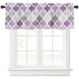 Curtain Purple Grey Geometric Moroccan Retro Short Curtains Kitchen Cafe Wine Cabinet Door Window Small Home Decor Drapes