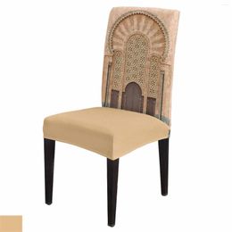 Chair Covers Yellow Gate Openwork Lace Pillar Carving Stretch Cover 4pcs Elastic Seat Protector Case Dining Slipcovers Home Decor