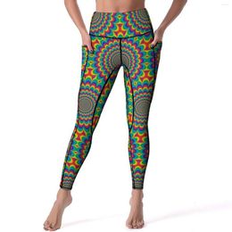 Women's Leggings Sixties Sexy Hippie Style Workout Gym Yoga Pants Push Up Stretch Sports Tights Breathable Pattern Leggins
