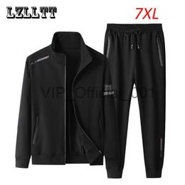 Men's Tracksuits Spring Autumn Men Casual Sports Joggers 2 Pieces Tracksuit Sets Mens Sportswear Prints Suits Sweatpants Jacket Male Big Size 7XL x0902