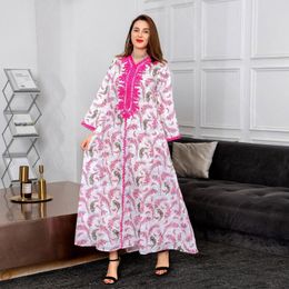 Ethnic Clothing AB174 Middle Eastern Muslim Skirt Cotton Print Arab Straight Sleeve Spring Dress